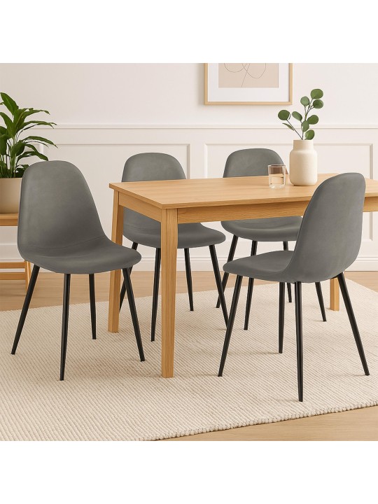 4 ruokasalin tuolin sarja Napier keinonahkaa, tummanharmaa