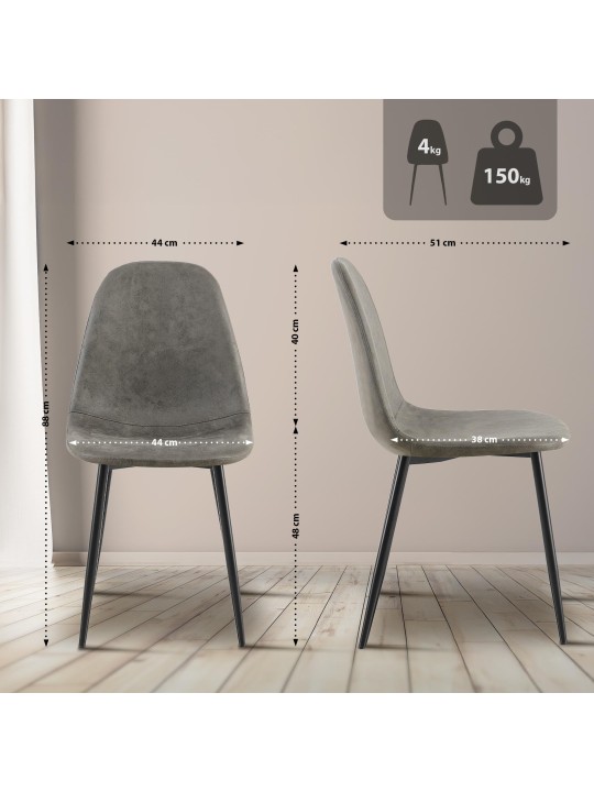 4 ruokasalin tuolin sarja Napier keinonahkaa, tummanharmaa