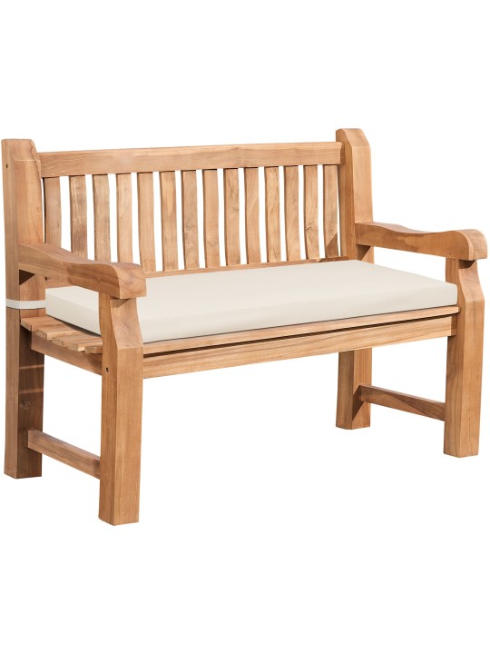 Tiikkipenkki Jackson istuintyynyllä 120 cm + teak, kermanvärinen