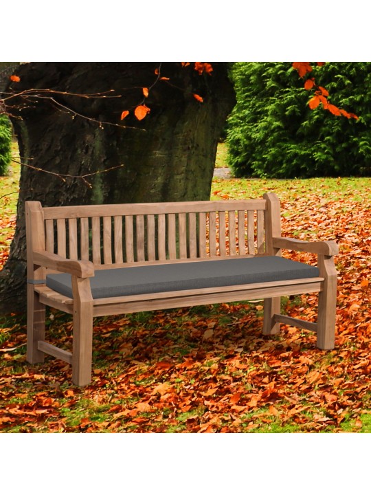 Tiikkipenkki Jackson istuintyynyllä 180 cm + teak, tummanharmaa