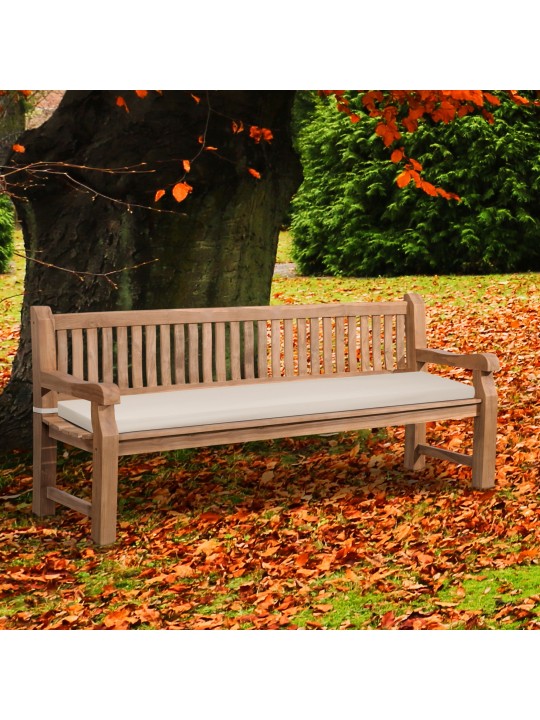 Tiikkipenkki Jackson istuintyynyllä 220 cm + teak, kermanvärinen