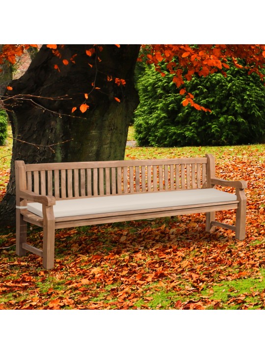 Tiikkipenkki Jackson istuintyynyllä 240 cm + teak, kermanvärinen