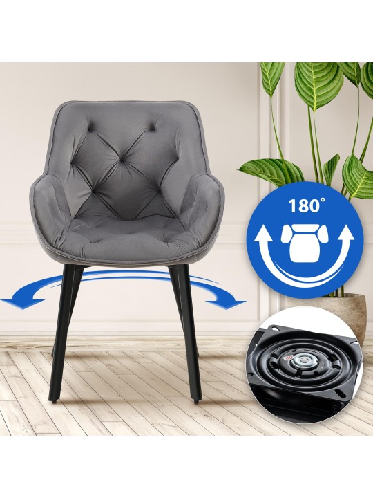 2 ruokapöydän tuolin sarja Antigo velvet, tummanharmaa