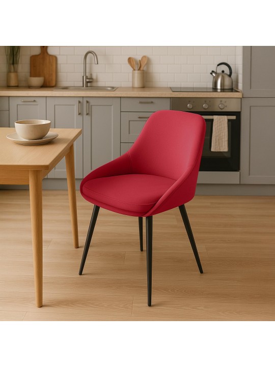 2 ruokapöydän tuolin setti Elmira velvet, punainen