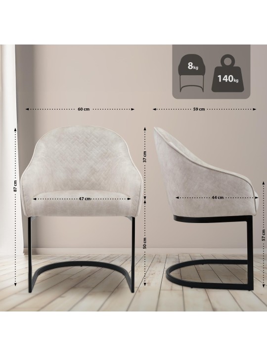 Jarik vintage sametti ruokatuoli, kermanvärinen