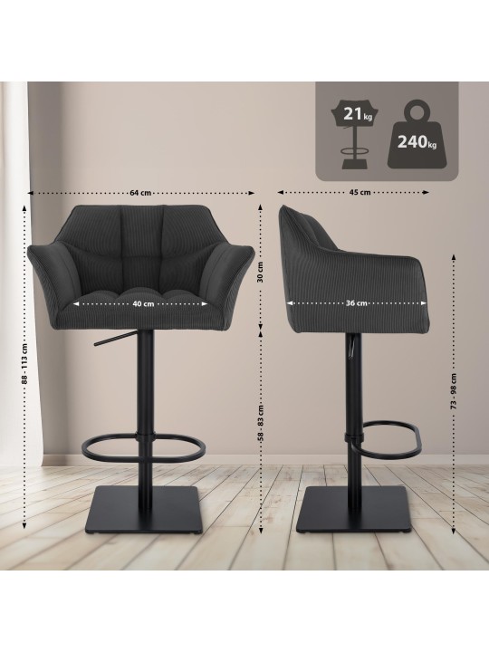 Baarijakkara Damaso B Cord, tummanharmaa