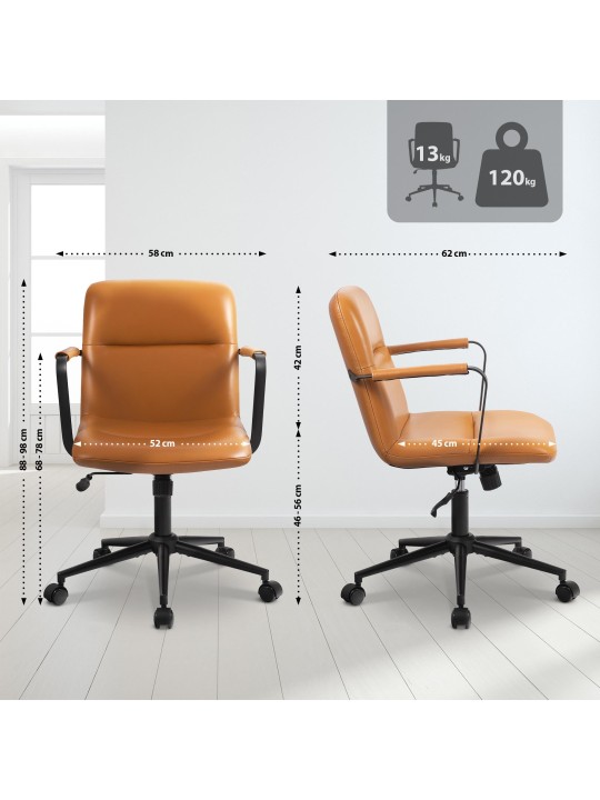 Toimistotuoli Hilda aitoa nahkaa, ruskea