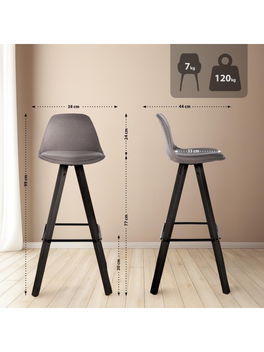 2 baarituolia Corbin Fabric Square, taupe 2 baarituolia Corbin Fabric Square, taupe