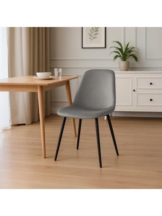 Sarja 2 Maryam samettia ruokapöydän tuolia, vaaleanharmaa