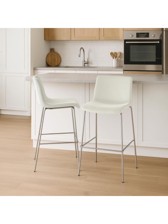 Baarijakkara Hoover samettia 4 jalkaa kromi, kermanvärinen Baarijakkara Hoover samettia 4 jalkaa kromi, kermanvärinen