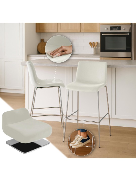 Baarijakkara Hoover samettia 4 jalkaa kromi, kermanvärinen Baarijakkara Hoover samettia 4 jalkaa kromi, kermanvärinen