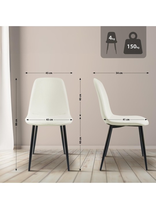 2 ruokapöydän tuolin setti Maryam kangas, kermanvärinen