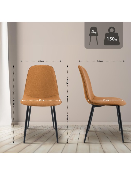 2 ruokapöydän tuolin setti Maryam kangas, oranssi