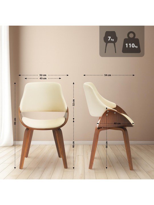 2 ruokapöydän tuolin setti Vangale, pähkinä/kermanvärinen