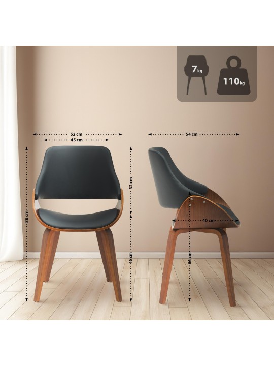 2 ruokapöydän tuolin setti Vangale, pähkinä/musta