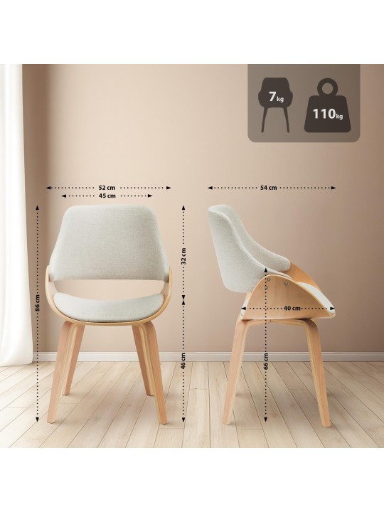 2 ruokapöydän tuolin setti Vangale, luonnonvärinen/kermanvärinen