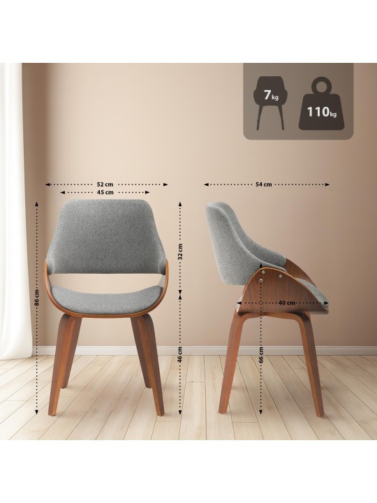 2 ruokapöydän tuolin setti Vangale, pähkinä/tummanharmaa