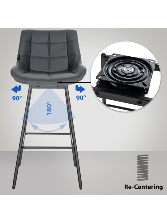 4 kpl Weston Swivel baarituolit tekonahka, harmaa