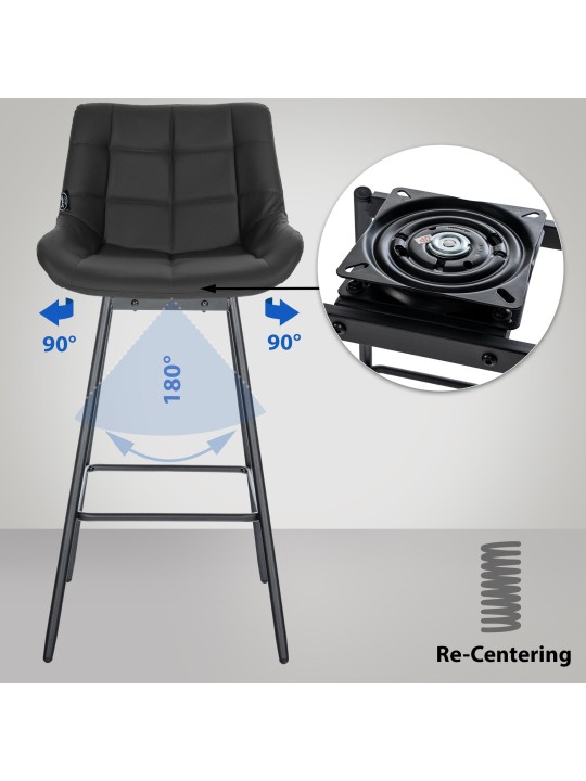 4 kpl Weston Swivel baarituolit tekonahka, musta