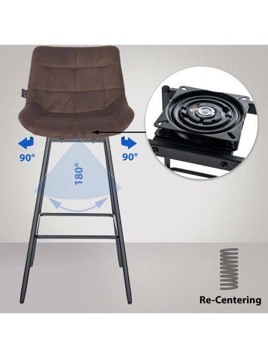 4 kpl Weston Swivel Velvet -baarituolia, ruskea