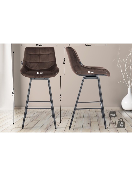 4 kpl Weston Swivel Velvet -baarituolia, ruskea