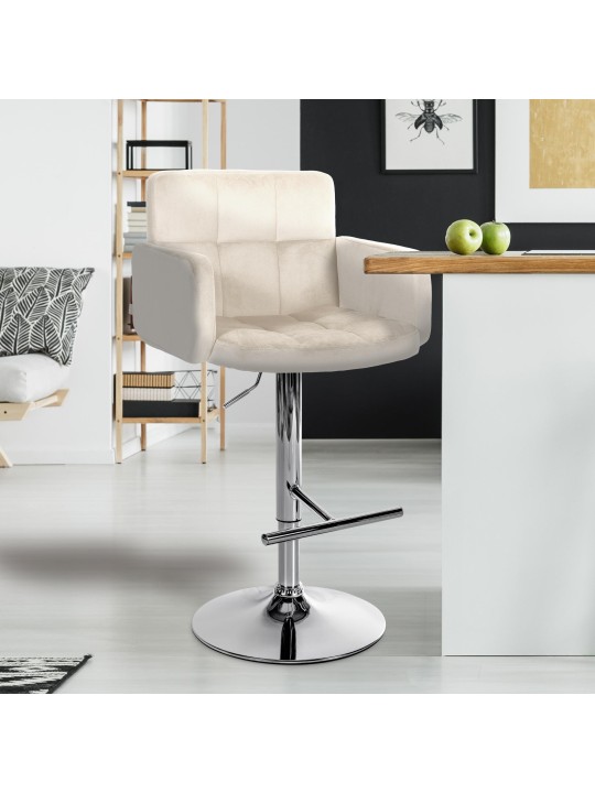 Setti 2 baarijakkaraa Los Angeles sametti kromi, kermanvärinen