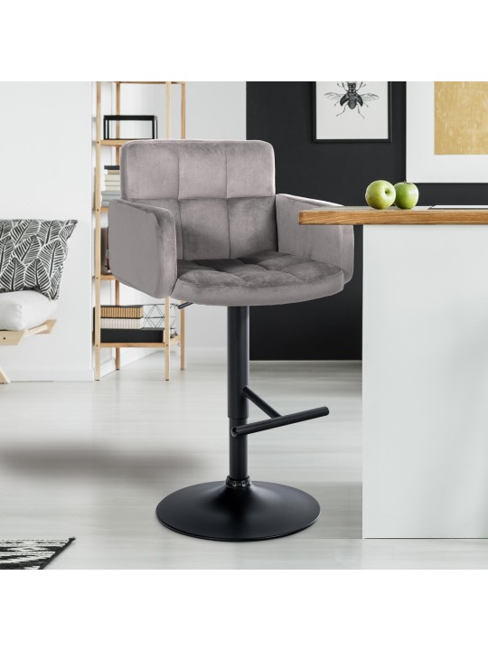 2 baarituolia, Los Angeles velvet, harmaa