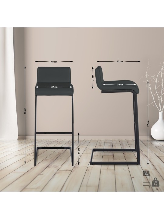 2 baarijakkaran sarja Newport B keinonahkaa, tummanharmaa