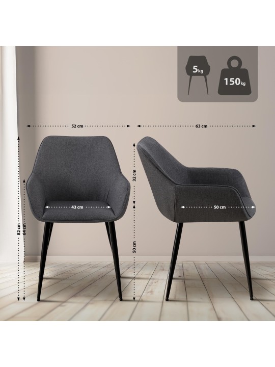 Ruokasalin tuoli Vessa kangasta, tummanharmaa