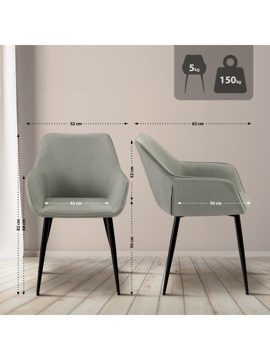 Ruokasalin tuoli Vessa kangasta, vaaleanharmaa