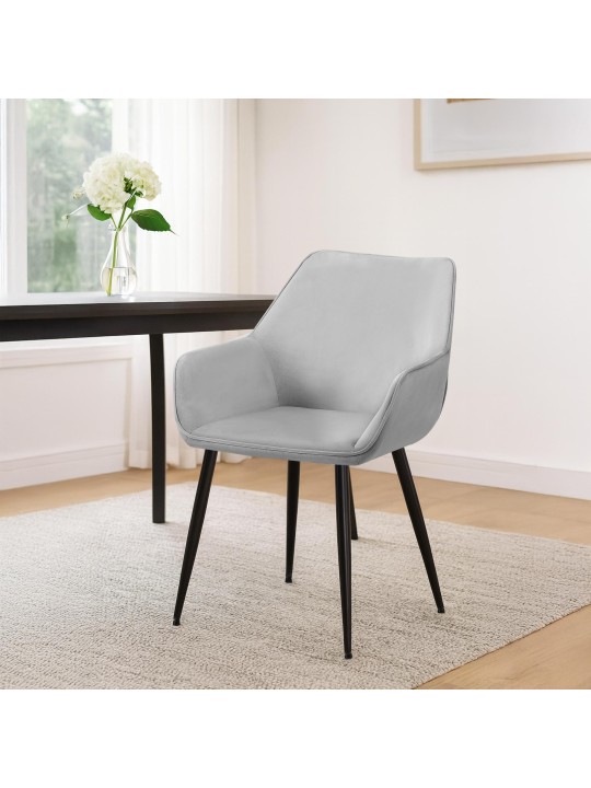 2 ruokapöydän tuolin setti Vessa velvet, vaaleanharmaa