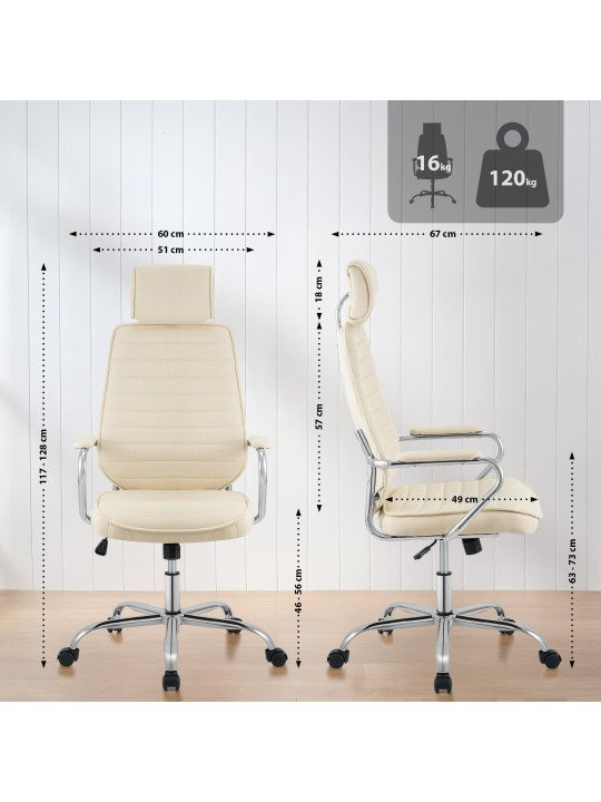 Työtuoli Rako kangasta, kermanvärinen