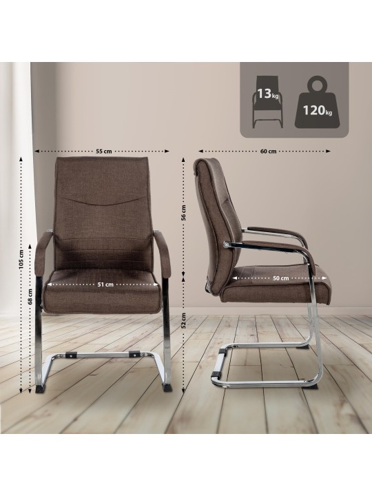 2 vierailijatuolin setti Hobart kangas, ruskea