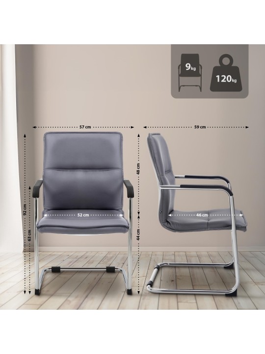 2 vierailijatuolin setti Seattle, harmaa