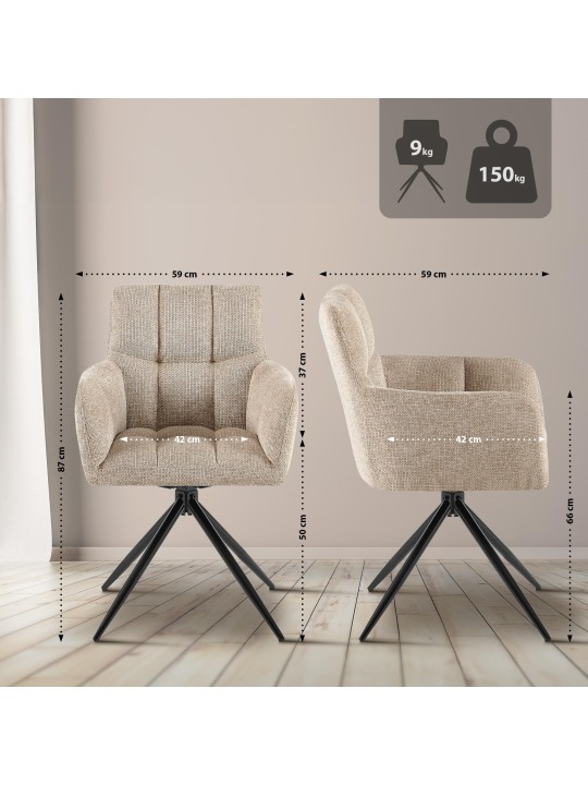 Ruokasalin tuoli Jonah kangasta, vaaleanruskea