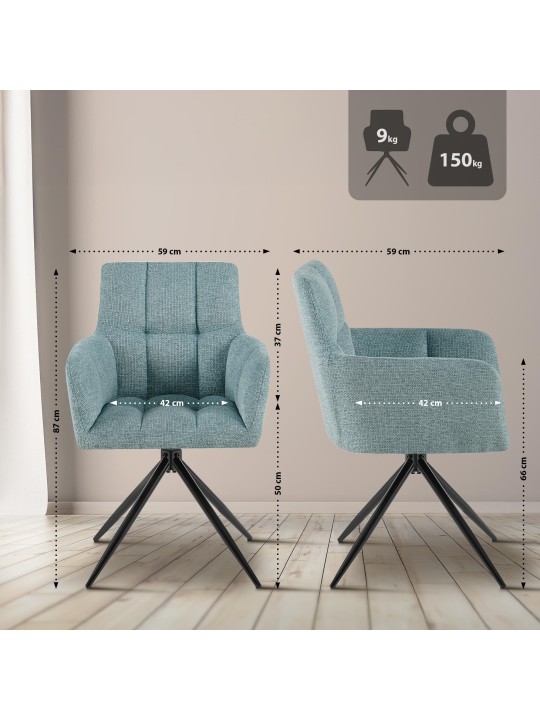 Ruokasalin tuoli Jonah kangasta, turkoosi