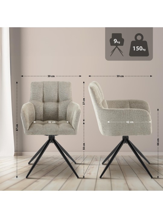 Sarja 2 ruokasalin tuolia Jonah kangas, taupe