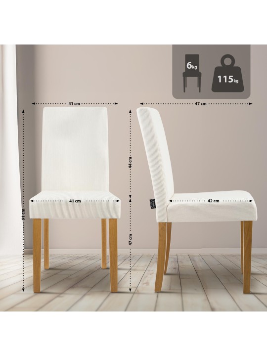 Setti 2 ruokasalin tuolia Ina Cord antiikkivalo, kermanvärinen