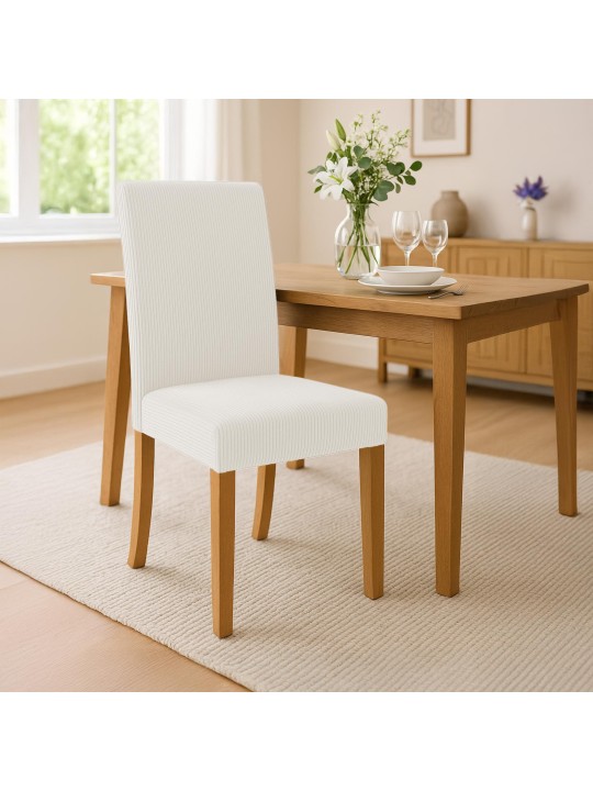 Setti 2 ruokasalin tuolia Ina Cord antiikkivalo, kermanvärinen