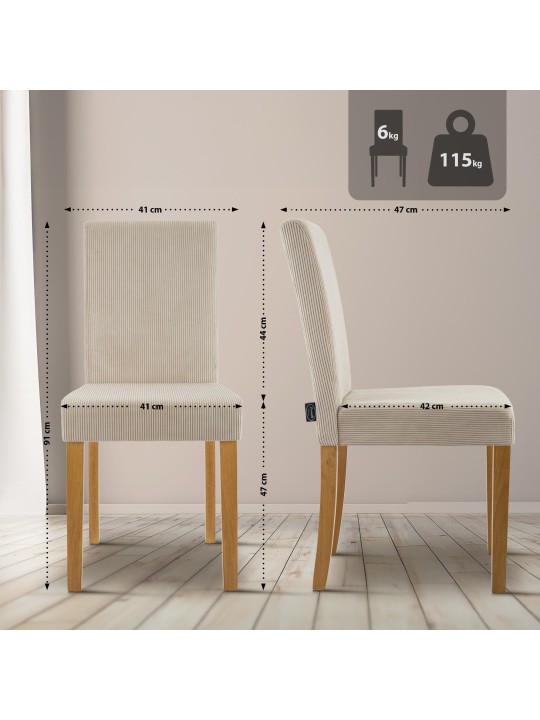 Setti 2 ruokasalin tuolia Ina Cord antiikkivalo, vaaleanruskea