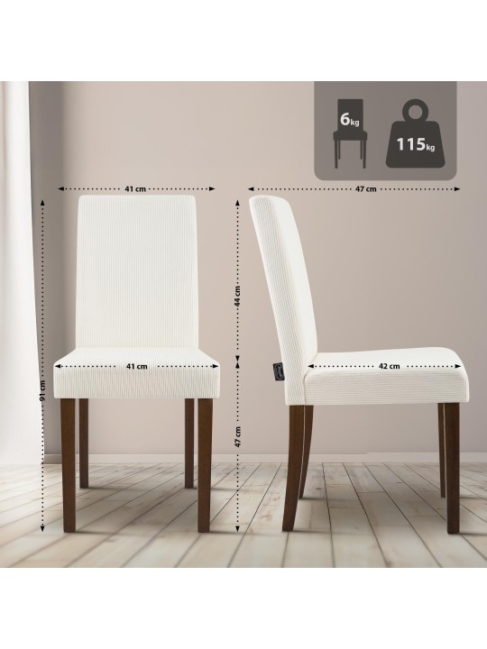 Sarja 2 ruokasalin tuolia Ina Cord antiikki tumma, kermanvärinen