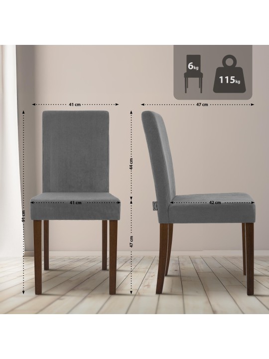 Sarja 2 ruokasalin tuolia Ina Cord antiikki tumma, harmaa