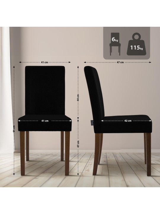 Sarja 2 ruokasalin tuolia Ina Cord antiikki tumma, musta