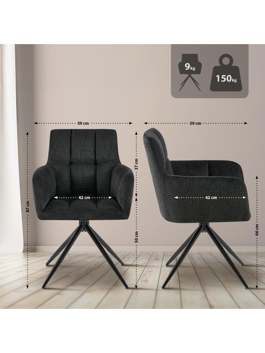 Sarja 2 ruokasalin tuolia Jonah kangas, musta