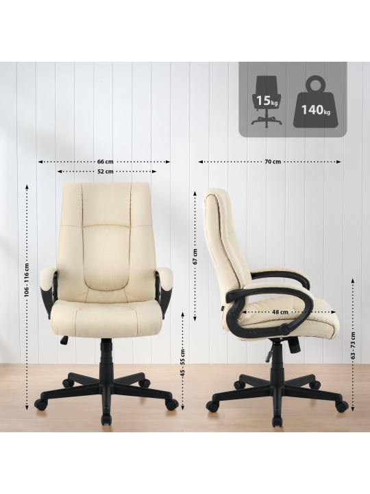 Työtuoli XL Sparta kangasta, kermanvärinen