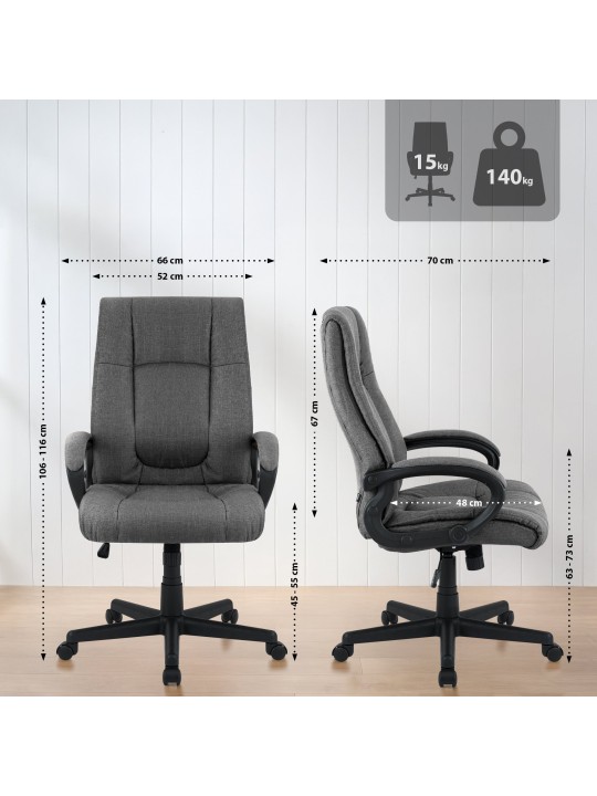 Työtuoli XL Sparta kangasta, tummanharmaa