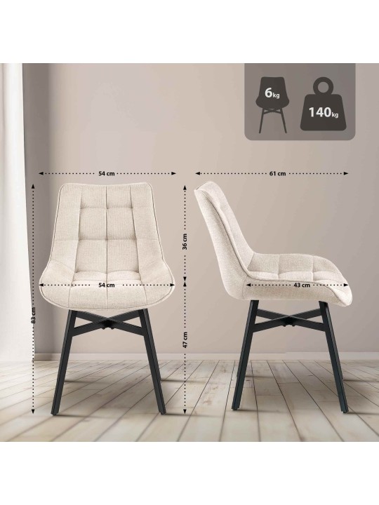 Tuoli Colby kangasta, kermanvärinen