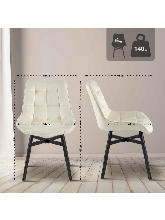 Tuoli Colby samettia, kermanvärinen