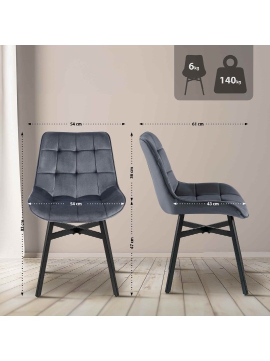 Tuoli Colby samettia, tummanharmaa