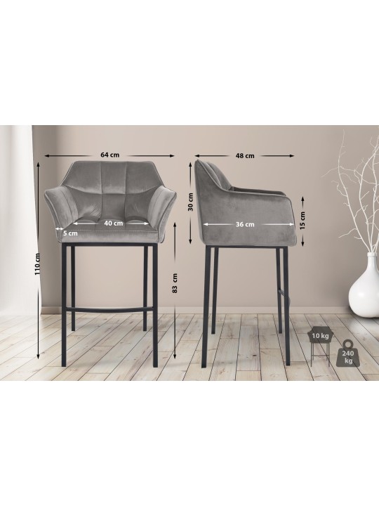 Baarijakkara Damaso B samettia 4 jalan rungolla, harmaa